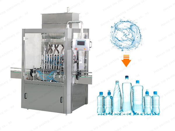 Máquina envasadora de botellas de agua con cabezales múltiples