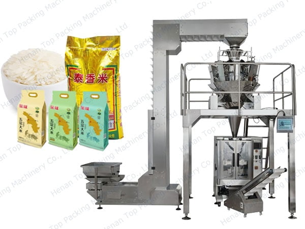 Máquina de embalagem de arroz com balança multicabeças