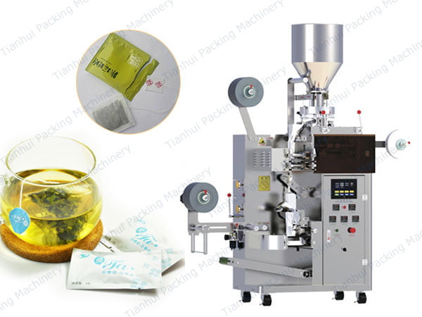 Tea packaging machine with outer envelope
