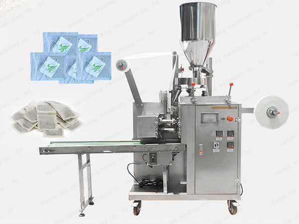 Tea packing machine with string and label